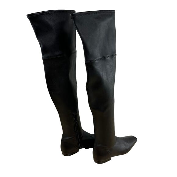 Vince NWOB Nissa 2 Over the Knee Boots Black Size 5M 100% Leather Square Toe - Picture 4 of 10
